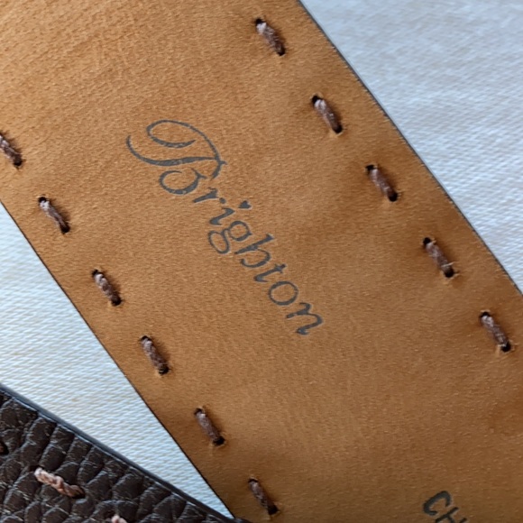 Brighton brown leather belt 34 thick braided laced - Picture 7 of 7